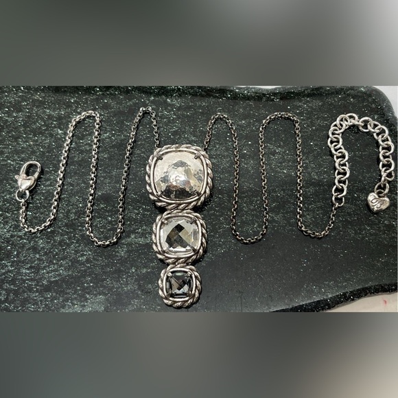 Brighton Joyful Your True Color Silver Tone Necklace Smokey & Clear Pendant 1473 - Picture 1 of 6